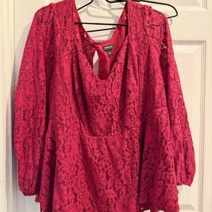 torrid Red Lace Peplum Blouse